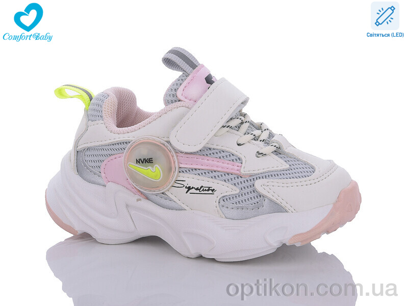 Кросівки Comfort-baby 76260 біло-рожевий LED