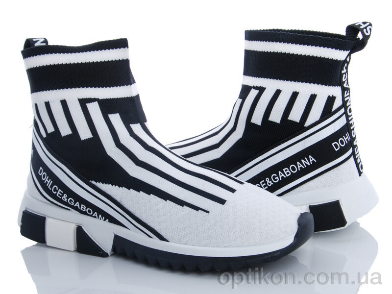 Черевики Diana 818 ботинки стрейч бело-черные полоски